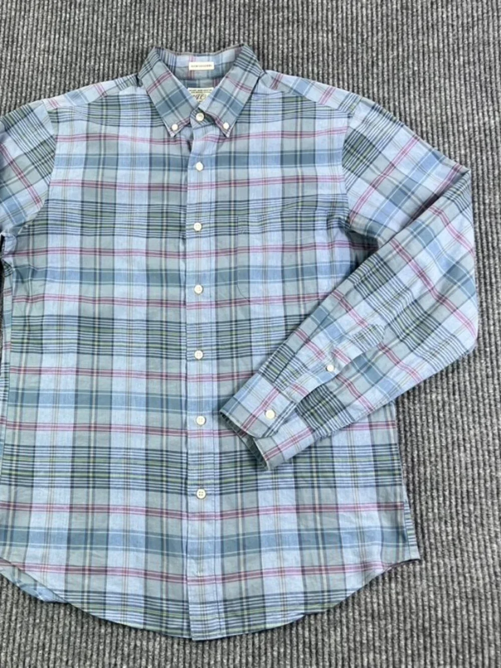 J.Crew Plaid Secret Wash Organic Cotton Slim Untucked Button Down Small Shirt